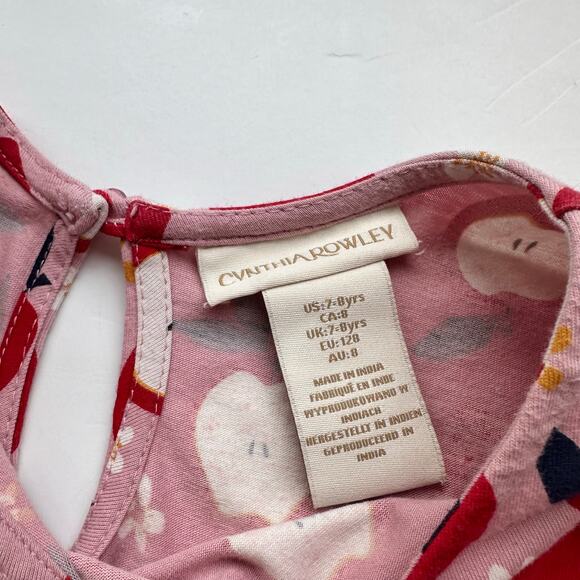 CYNTHIA ROWLEY Apple Print Dress - Size 7-8 Years - Picture 4 of 4
